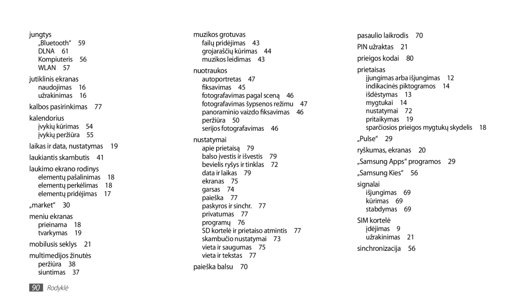 Samsung GT-P1000CWASEB, GT-P1000CWJSEB manual Kalbos pasirinkimas Kalendorius, Grojaraščių kūrimas  